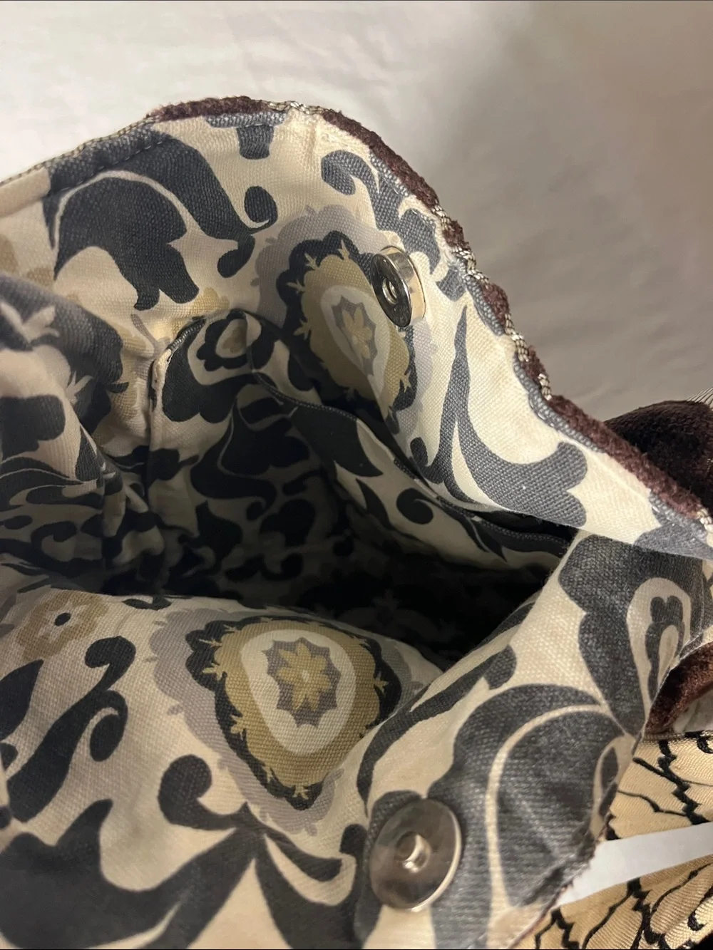 Vintage Patchwork Velvet Purse - Brown & Black